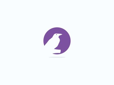 crow logo, purple, circle illustration