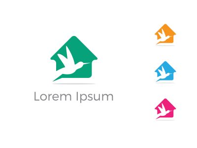 	 colorful bird vector logo design, house, nature, peace illustration	