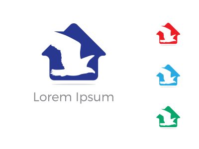 colorful bird vector logo design, house, nature, peace illustration
