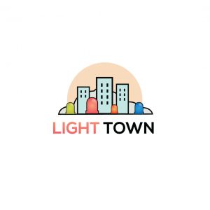 Light town vector illustration, city construction logo design.
