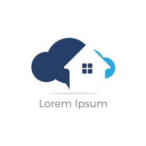 Cloud home vector logo, Creative studio, software house illustration, real estate icon