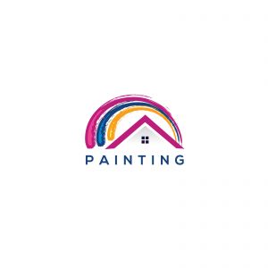 Paint home sign icon. Painting tool symbol. rainbow color home illustration.