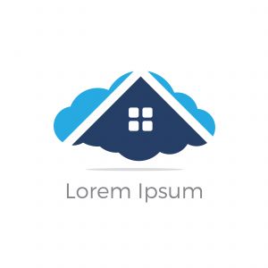 Cloud home vector logo, Creative studio, software house illustration, real estate icon.	