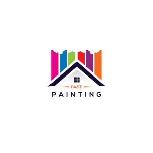 Paint home sign icon. Painting tool symbol. rainbow color home illustration