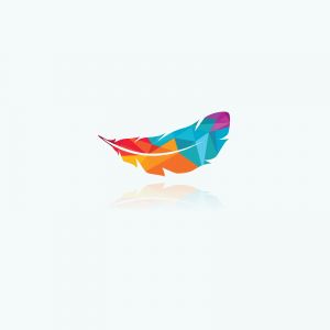 Polygonal feather vector design, colorful bird feather logo	