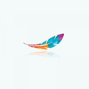 Polygonal feather vector design, colorful bird feather logo	