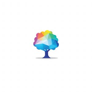 Colorful tree vector, hexagon, polygonal tree illustration, tree logo low poly style.	