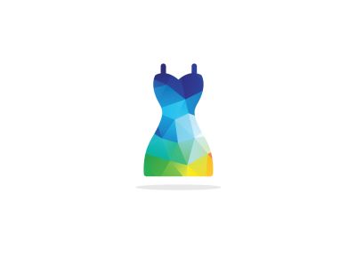 Colorful dress, low poly style woman dress, hexagon suit	