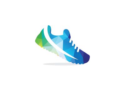 Low poly man's colorful sneakers isolated. polygonal shoe vector, fashion, sport style, abstract geometry shoes illustration