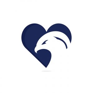 Eagle Logo abstract Heart shape. Falcon or hawk heart shape logo concept.	