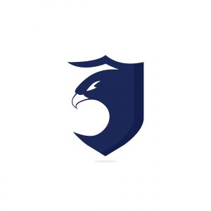 Eagle with shield logo design. Creative and modern eagle bird logo vector.	
