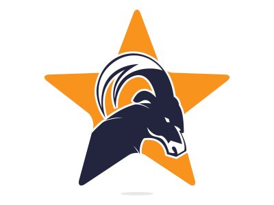 Goat And Star Logo Template Design. Mountain goat vector logo design.	