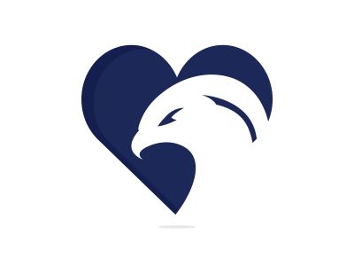 Eagle Logo abstract Heart shape. Falcon or hawk heart shape logo concept.	