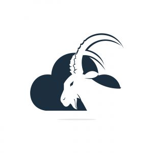 Goat And Cloud Logo Design. Mountain goat vector logo design.	