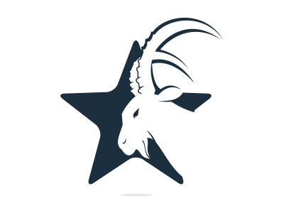 Goat And Star Logo Template Design. Mountain goat vector logo design.	