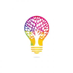 Green light bulb plant symbol logo vector. Logo of green energy. Stylized eco logo bio fuel. Renewable green energy logo design.	