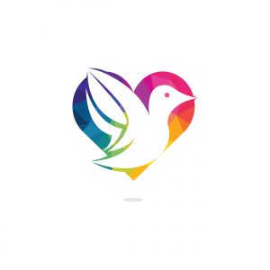 Bird love vector logo design. Bird heart shape logo template design vector icon illustration	