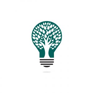 Green light bulb plant symbol logo vector. Logo of green energy. Stylized eco logo bio fuel. Renewable green energy logo design.	
