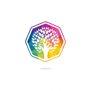 Green tree logo design. Abstract organic element vector design. Ecology Happy life Logotype concept icon.	