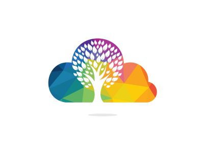 Cloud Tree vector logo design. Ecology Happy life Logotype concept icon.	
