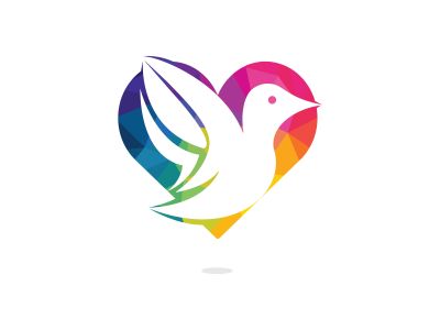 Bird love vector logo design. Bird heart shape logo template design vector icon illustration	