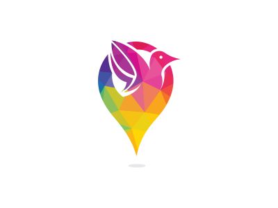 Bird and map pointer logo design. Modern location icon logo vector abstract bird.	