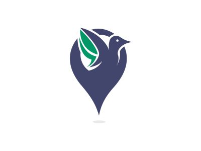Bird and map pointer logo design. Modern location icon logo vector abstract bird.	