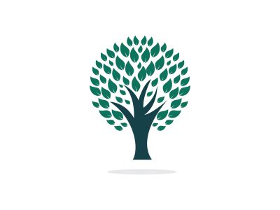 Green tree logo design. Abstract organic element vector design. Ecology Happy life Logotype concept icon.	