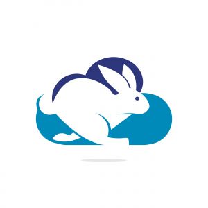 Cloud rabbit vector logo design. Creative running rabbit or bunny logo vector concept element	