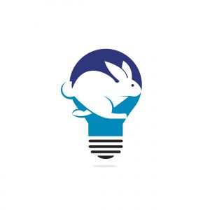 Rabbit and bulb vector logo design. Creative running rabbit and lightbulblogo vector concept element.	