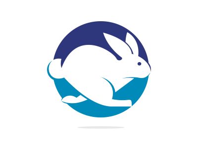Rabbit vector logo design. Creative running rabbit or bunny logo vector concept element	
