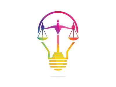 Light bulb and scale of Justice logo design. Education, legal services logo. Notary, justice, lawyer icon or symbol Vector	