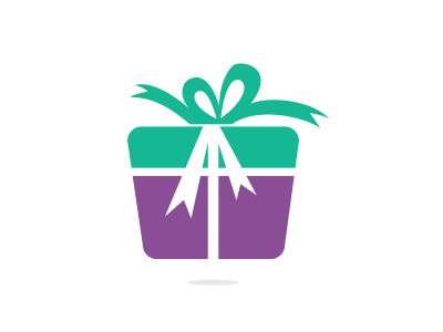 Gift box vector logo design. illustration of gift box present, greeting, surprise. Greeting box or wrap gift box.	