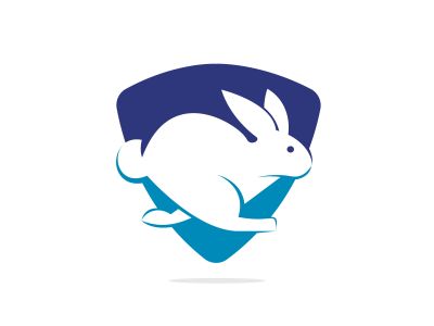 Rabbit vector logo design. Creative running rabbit or bunny logo vector concept element	