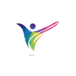 Active human character logo design. Freedom vector logo concept illustration. Health logo sign.	