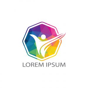 Active human character logo design. Freedom vector logo concept illustration. Health logo sign.	
