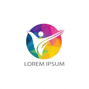 Active human character logo design. Freedom vector logo concept illustration. Health logo sign.	