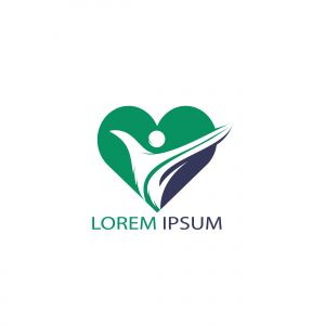 Creative human heart vector logo design. Human character with heart symbol vector logo template.	