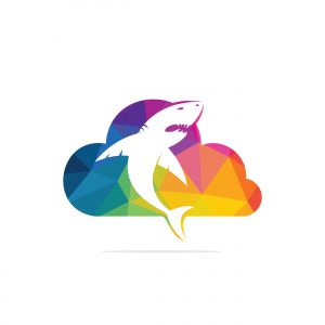 Shark and cloud vector logo design. Creative shark and cloud icon vector design template.	