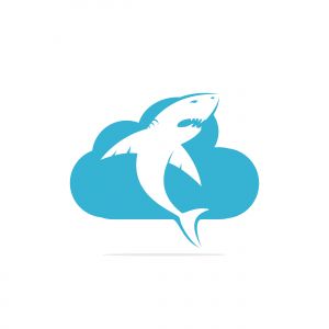 Shark and cloud vector logo design. Creative shark and cloud icon vector design template.	