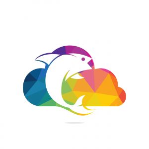 Fish cloud vector logo design. Fish and cloud icon simple sign.	