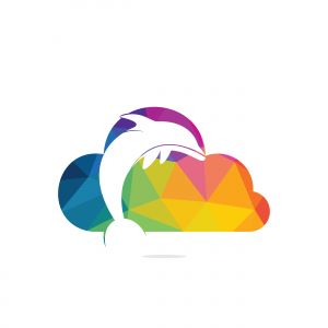 Dolphin cloud vector logo design. Dolphin and cloud icon simple sign.	