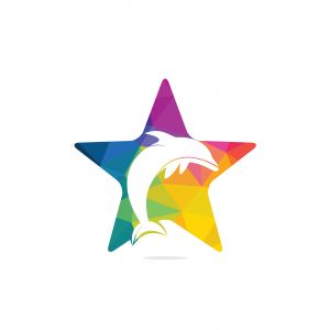 Star dolphin vector logo design. Creative dolphin and star icon vector design template.	