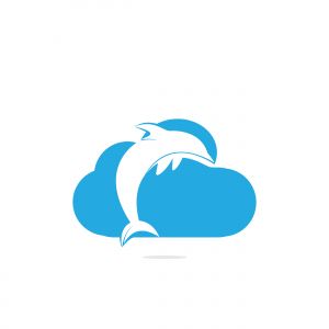 Dolphin cloud vector logo design. Dolphin and cloud icon simple sign.	