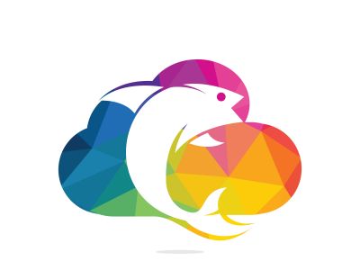 Fish cloud vector logo design. Fish and cloud icon simple sign.	