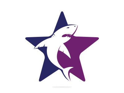 Star Shark vector logo design. Creative shark and star icon vector design template.	