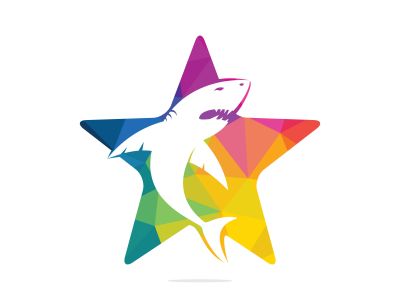 Star Shark vector logo design. Creative shark and star icon vector design template.	