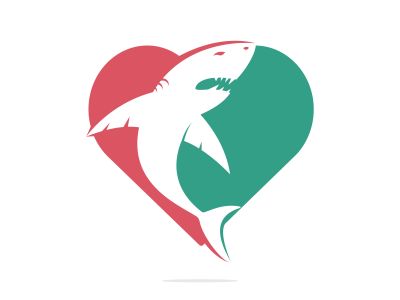 Shark love vector logo design. Shark and heart icon icon design template.	
