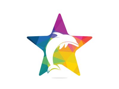 Star dolphin vector logo design. Creative dolphin and star icon vector design template.	