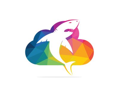 Shark and cloud vector logo design. Creative shark and cloud icon vector design template.	